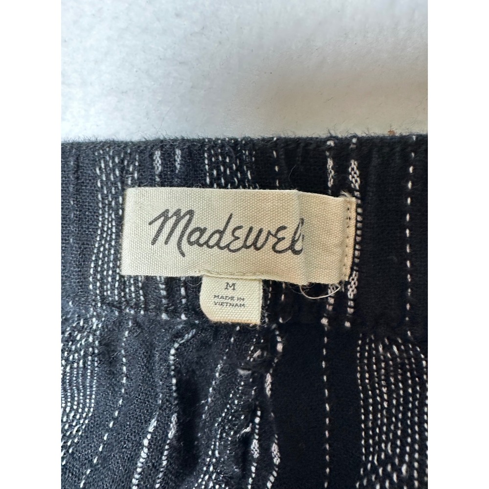 Madewell Linen Blend Pull On Shorts Black White Stripe Textured G2414 M - Picture 4 of 7